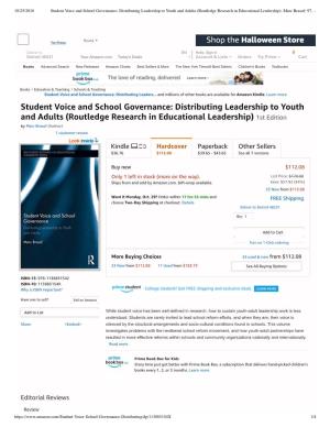 Student Voice and School Governance: Distributing Leadership to Youth and Adults (Routledge Research in Educational Leadership): Marc Brasof: 97…