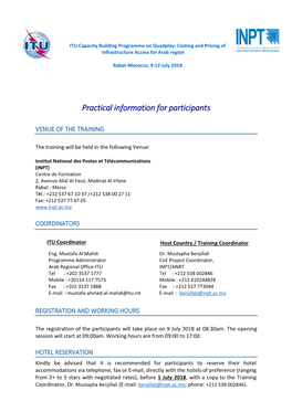 Practical Information for Participants