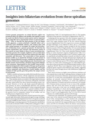 Insights Into Bilaterian Evolution from Three Spiralian Genomes