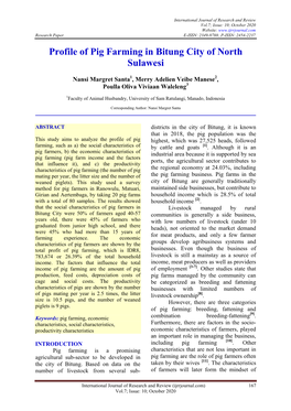 Profile of Pig Farming in Bitung City of North Sulawesi