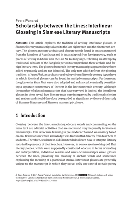 Interlinear Glossing in Siamese Literary Manuscripts