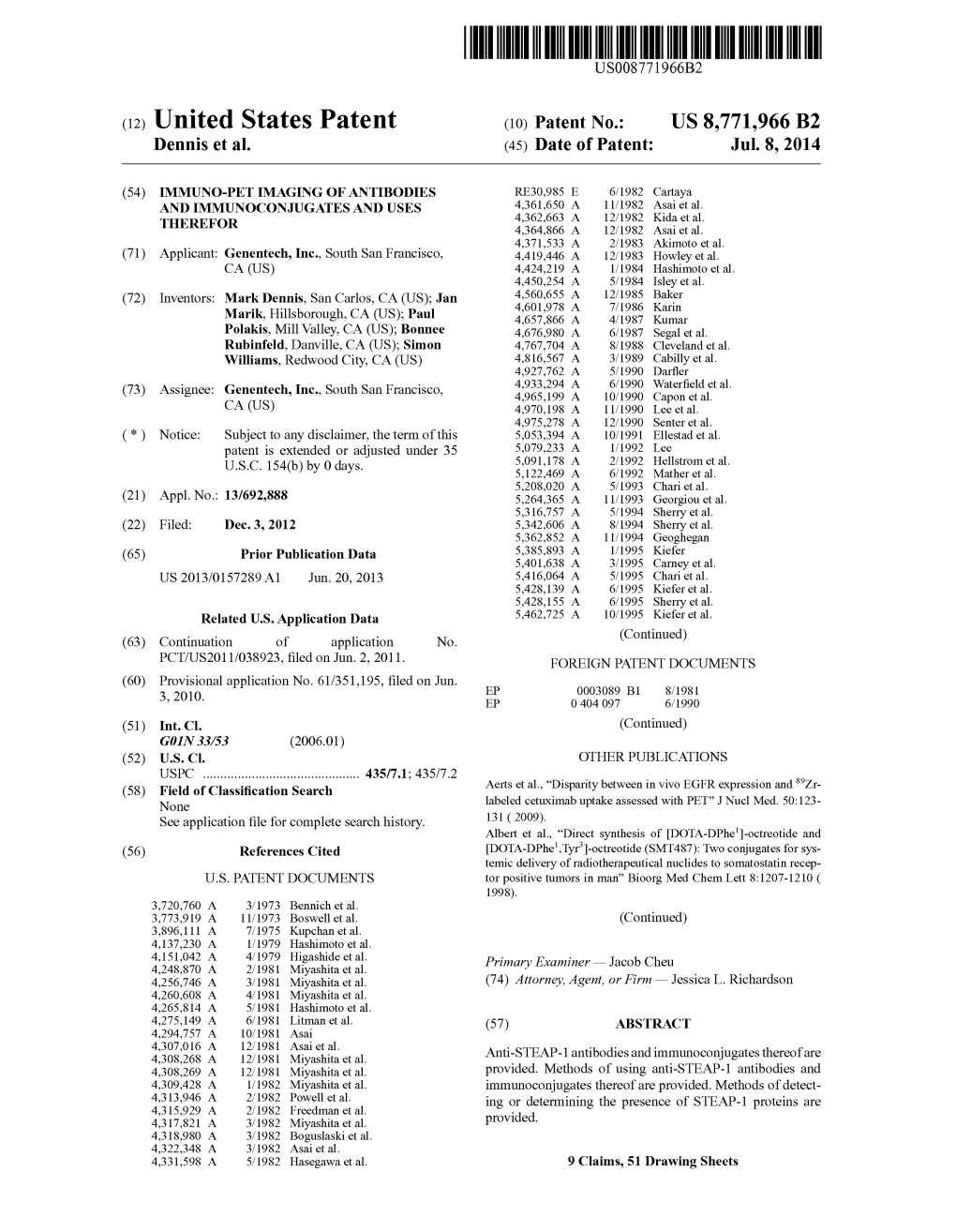 (12) United States Patent (10) Patent No.: US 8,771,966 B2