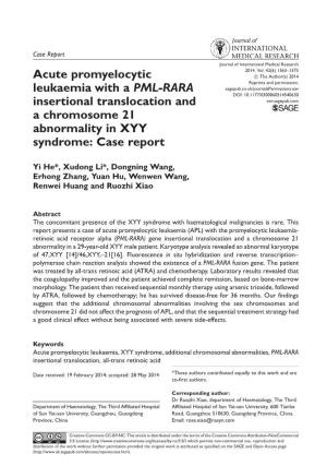 Acute Promyelocytic Leukaemia with a PML-RARA