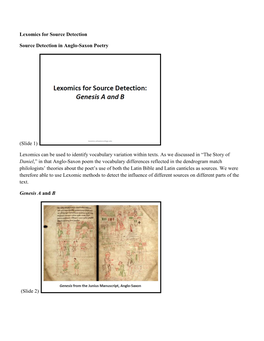 Lexomics for Source Detection