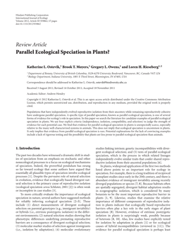 Parallel Ecological Speciation in Plants?