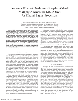 And Complex-Valued Multiply-Accumulate SIMD Unit for Digital Signal Processors