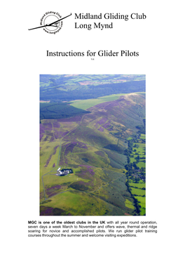 Midland Gliding Club Long Mynd Instructions for Glider Pilots