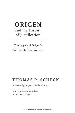 ORIGEN and the History of Justiﬁcation