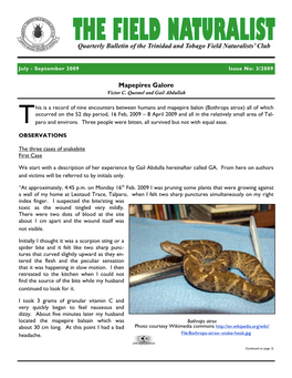 Quarterly Bulletin of the Trinidad and Tobago Field Naturalists' Club Mapepires Galore