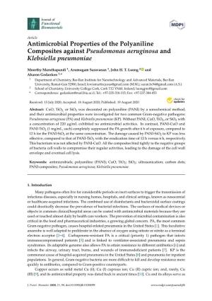 Antimicrobial Properties of the Polyaniline Composites Against Pseudomonas Aeruginosa and Klebsiella Pneumoniae