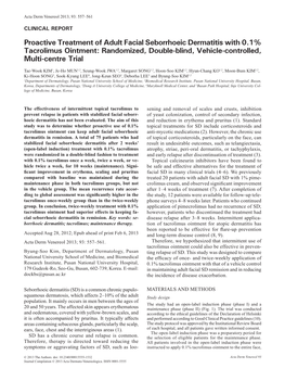 Proactive Treatment of Adult Facial Seborrhoeic Dermatitis with 0.1% Tacrolimus Ointment: Randomized, Double-Blind, Vehicle-Controlled, Multi-Centre Trial