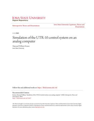 Simulation of the UTR-10 Control System on an Analog Computer Maynard William Roisen Iowa State University