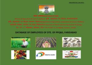 Database of Employees of Dte. of Ppq&S, Faridabad