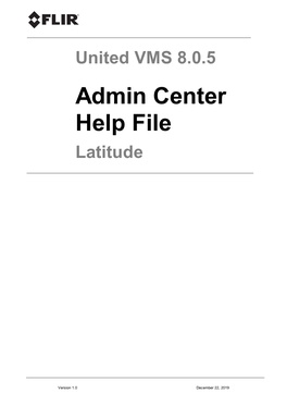 Admin Center Help File 8.0..5 Help