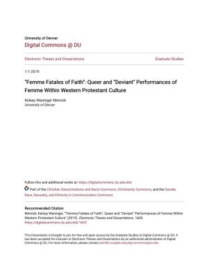 "Femme Fatales of Faith": Queer and "Deviant" Performances of Femme Within Western Protestant Culture