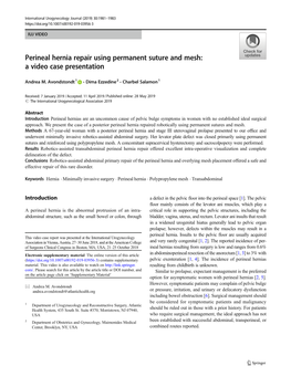 Perineal Hernia Repair Using Permanent Suture and Mesh: a Video Case Presentation