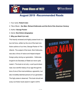 August 2019 -Recommended Reads