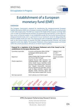 Establishment of a European Monetary Fund (EMF)