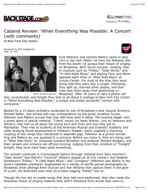 Cabaret Review: 'When Everything Was Possible: a Concert (With Comments) 4/30/12 8:53 AM