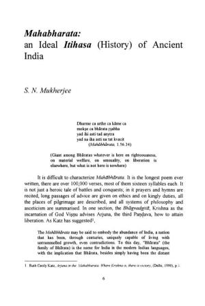 Mahabharata: an Ideal Itihasa (History) of Ancient India