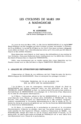 Les Cyclones De Mars 1959 À Madagascar