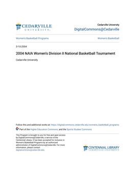 2004 NAIA Women's Division II National Basketball Tournament