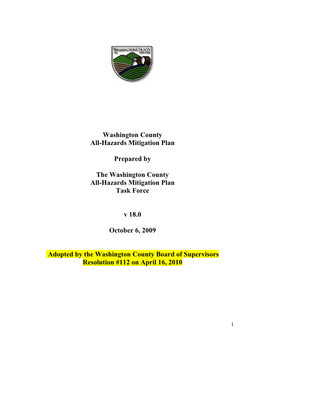 Washington County All-Hazards Mitigation Plan Prepared by The