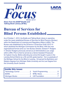 Bureau of Services for Blind Persons Established