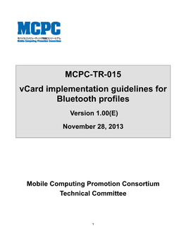 MCPC-TR-015 Vcard Implementation Guidelines for Bluetooth Profiles