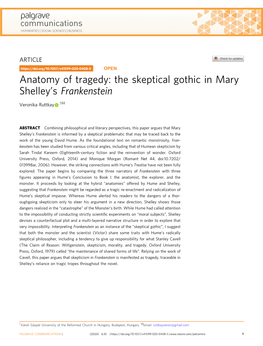 The Skeptical Gothic in Mary Shelley's Frankenstein