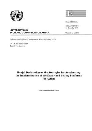 Banjul Declaration on the Strategies for Accelerating the Implementation of the Dakar and Beijing Platforms for Action