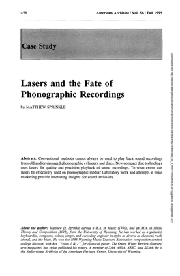 Lasers and the Fate of Phonographic Recordings by MATTHEW SPRINKLE