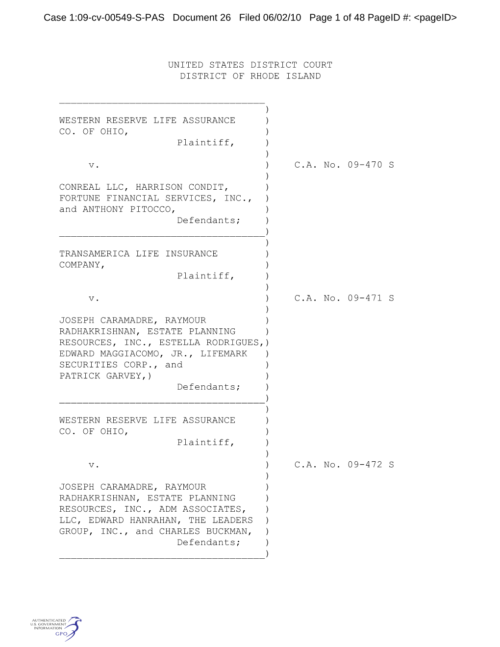 United States District Court District of Rhode Island