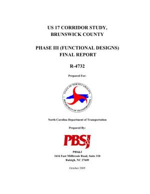 Us 17 Corridor Study, Brunswick County Phase Iii (Functional Designs)