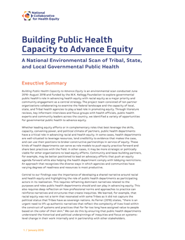 Building Public Health Capacity to Advance Equity a National Environmental Scan of Tribal, State, and Local Governmental Public Health