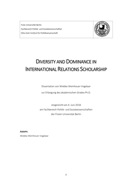 Diversity and Dominance in International Relations Scholarship