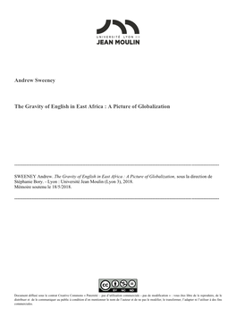 Andrew Sweeney the Gravity of English in East Africa : a Picture Of