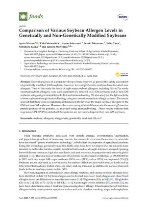 Comparison of Various Soybean Allergen Levels in Genetically and Non-Genetically Modiﬁed Soybeans
