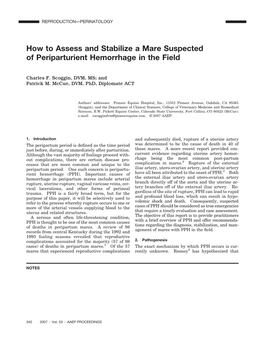 How to Assess and Stabilize a Mare Suspected of Periparturient Hemorrhage in the Field