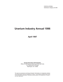 Uranium Industry Annual 1996
