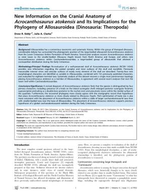 New Information on the Cranial Anatomy of Acrocanthosaurus Atokensis and Its Implications for the Phylogeny of Allosauroidea (Dinosauria: Theropoda)