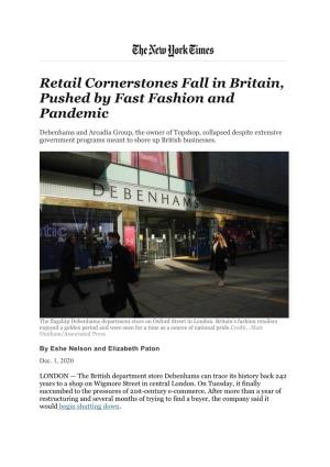 Retail Cornerstones Fall in Britain, Pushed by Fast Fashion and Pandemic