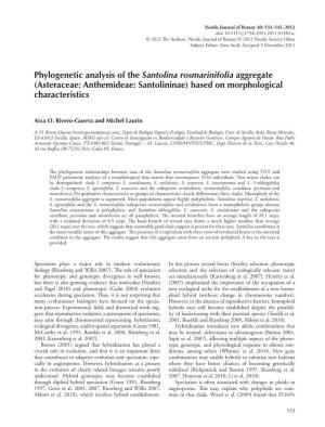 Phylogenetic Analysis of the Santolina Rosmarinifolia Aggregate (Asteraceae: Anthemideae: Santolininae) Based on Morphological Characteristics