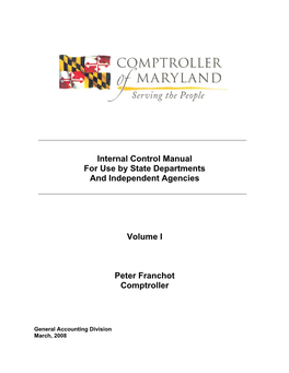 Internal Control Manual for Use by State Departments and Independent Agencies