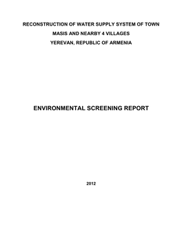 Environmental Screening Report for Masis