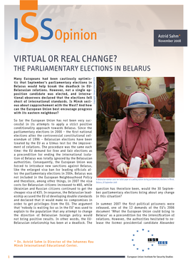 Issopinion November 2008 Virtual Or Real Change? the Parliamentary Elections in Belarus