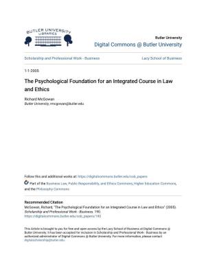 The Psychological Foundation for an Integrated Course in Law and Ethics