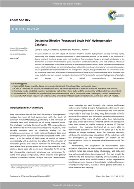 MANUSCRIPT Designing Effective Frustrated Lewis Pair Hydrogenation Catalysts.Pdf