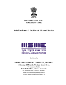 Brief Industrial Profile of Thane District
