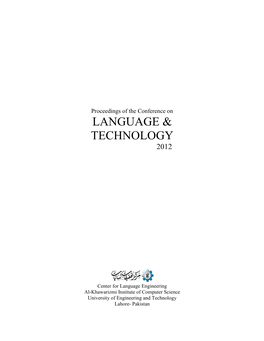 Proceedings of the Conference on Language & Technology 2012